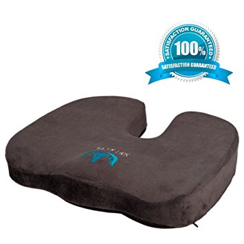 Soft&Care Seat Cushion Coccyx Orthopedic Memory Foam   Cooling Pad. Premium Chair Seat and Car Cushion for Sciatica and Back Pain Relief (Dark Gray)