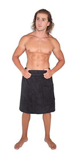 Arus Men's Organic Turkish Cotton Adjustable Closure Spa Shower and Bath Wrap