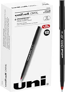 Uni-Ball Onyx Rollerball Stick Pen 12 Pack, 0.7mm Fine Red Pens, Gel Ink Pens | Office Supplies, Pens, Ballpoint Pen, Colored Pens, Gel Pens, Fine Point, Smooth Writing Pens