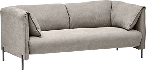 Rivet Cyprus Mid-Century Modern Loveseat, 72"W, Light Grey