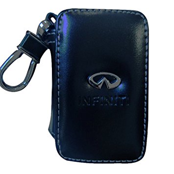 SHANG MEDING Black Premium Leather Car Key Chain Coin Holder Zipper Case Remote Wallet Bag (Infiniti)