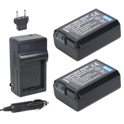 Newmowa NP-FW50 Battery (2-Pack) and Charger kit for Sony NP-FW50 and Sony NP-FW50 and Sony Alpha 7, a7, Alpha 7R, a7R, Alpha a3000, Alpha a5000, Alpha a5100,Alpha a6000,NEX-3, NEX-3N, NEX-5, NEX-5N, NEX-5R, NEX-5T, NEX-6, NEX-7, NEX-C3, NEX-F3, SLT-A33, SLT-A35, SLT-A37, SLT-A55V, DSC-RX10,Alpha QX1