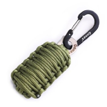 Father's Day Gifts Gonex 550 Paracord Survival Bracelet Grenade Keychain Emergency Survival Kit with Carabiner, Eye Knife, Fire Starter, Fishing Tool for Camping, Hiking, Hunting, Travel