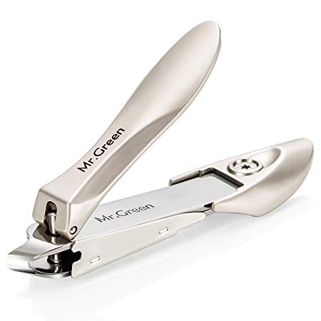 Nail Clipper with Catcher, Slanted Edge Nail Cutting Clippers Stainless Steel Fingernail and Toenail Cutter Trim with File for Men and Women