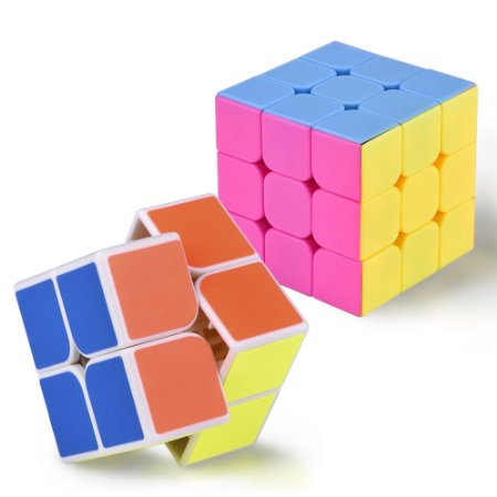 MoYu Cube Puzzle Stickers Speed Cube 2x2, 3x3 (2 Pack)