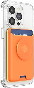 PopSockets Softgoods Phone Wallet with Expanding Grip and Adapter Ring for MagSafe, Phone Card Holder, Wireless Charging Compatible, Wallet Compatible with MagSafe® - Cantaloupe