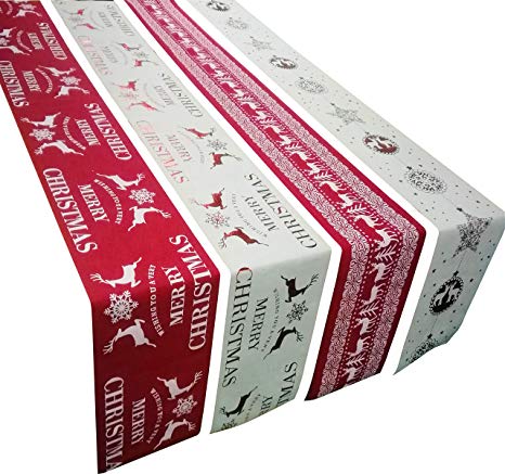 HOSL Pack of 4 Christmas Xmas Table Runners 11" x 106"(27cm270cm) for Wedding Banquet Party Decoration