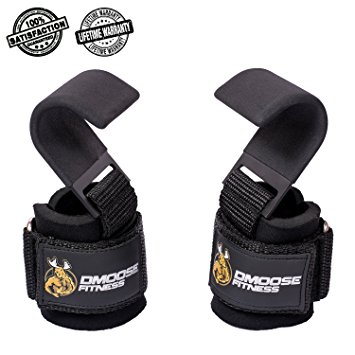 DMoose Fitness Weight Lifting Hooks Grip (Pair) - 8 mm Thick Padded Neoprene, Double Stitching, Non-Slip Resistant Coating – Secure Your Grip and Reach Your Goals with Premium Workout Hook Gloves