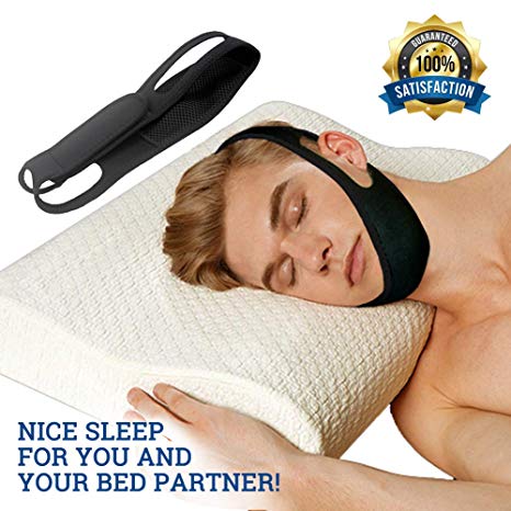Anti Snoring Chin Strap - Snore Solution Reduction Sleep Aids - Adjustable Snore Devices for Men and Women (Black)