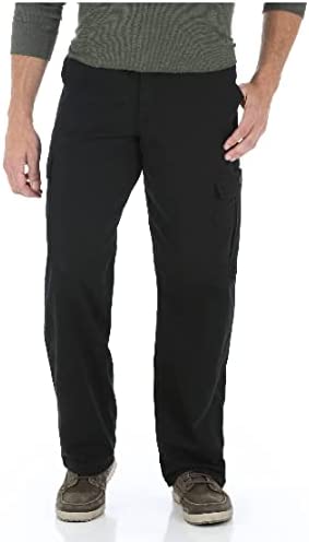 Wrangler Men's 100% Cotton Legacy Cargo Pants Black 48x32 Relaxed Fit Hidden Tech Pocket