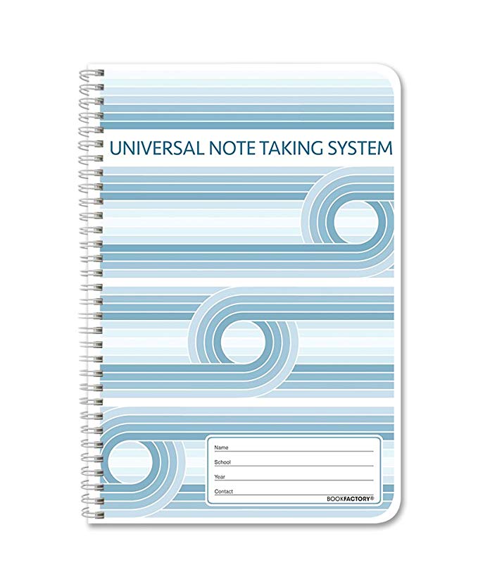 BookFactory Universal Note Taking System (Cornell Notes)/NoteTaking Notebook - 120 Pages, 6" x 9" - Wire-O (LOG-120-69CW-A(Universal-Note))