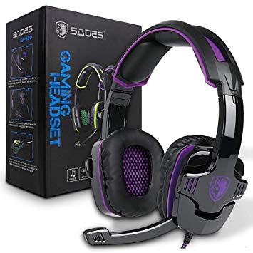 Stereo Gaming Headset PS4 Pro Xbox One, SADES SA930Plus Noise Cancelling Over Ear Headphones with Mic,Volume-Control, Bass, Soft Memory Earmuffs for Laptop Mac Nintendo Switch Games