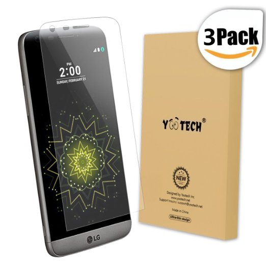 LG G5 Screen Protector Full CoverageYootech Update Version 3-Pack Anti-Bubble HD Ultra Clear Film Edge to Edge PET Screen Protector for LG G5Lifetime Warranty