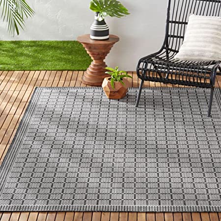 Home Dynamix Nicole Miller New York Patio Country Luna Indoor/Outdoor Area Rug, Black/Gray, 5'2"x7'2" Rectangle