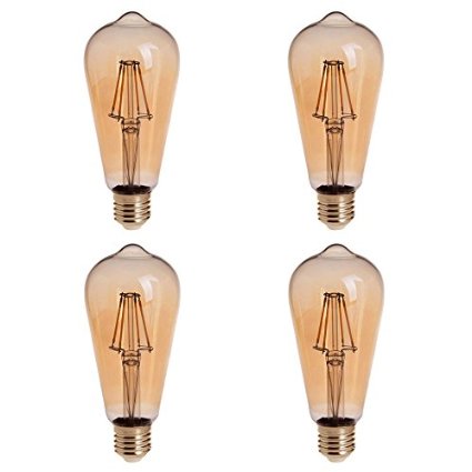 HERO-LED ST18-DSGT-4W-WW22 Gold Tint ST18 E26/E27 4W Edison Style LED Vintage Antique Filament Bulb, 40W Equivalent, Ultra Warm White 2200K, 4-Pack(Not Dimmable)