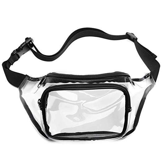 Packism Fanny Pack, Clear Fanny Pack NFL Stadium Approved Thick 0.6mm Transparent Waist Pack for Women and Men, Waterproof Bum Bag for Events and Travel