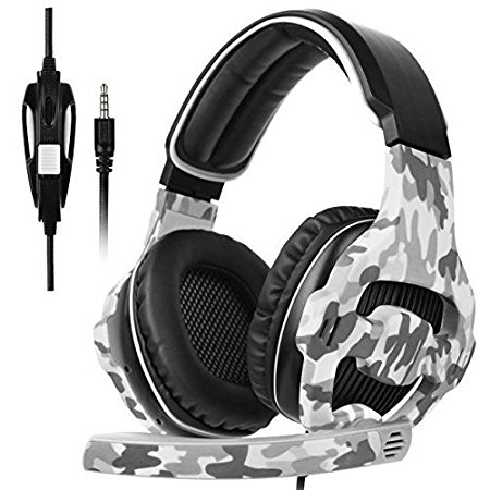 2017 New Sades SA810 Camouflage 3.5mm Stereo Sound PC Gaming Headsets, Over Ear Gaming Headphones with Noise Isolation Microphone for PS4 /Xbox One /Computer /phones(Camouflage )