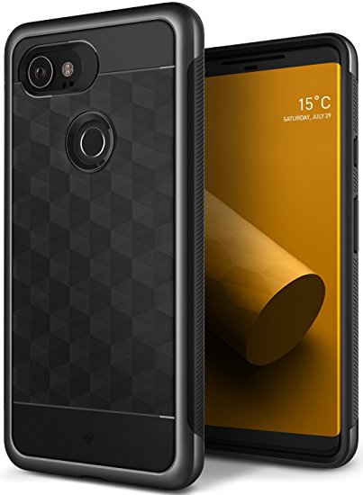 Google Pixel 2 XL Case, Caseology [Parallax Series] Slim Protective Dual Layer Cover Geometric Design for Google Pixel 2 XL (2017) - Charcoal Gray
