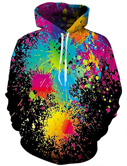 Hgvoetty Unisex 3D Space Print Sports Casual Hooded Pullover Sweater Clothing