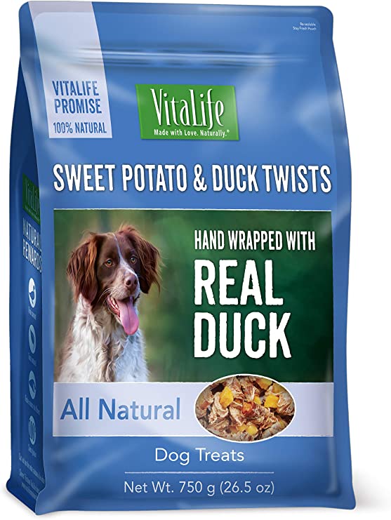 VitaLife 750 g Sweet Potato & Duck Twists, All Natural Dog Treats