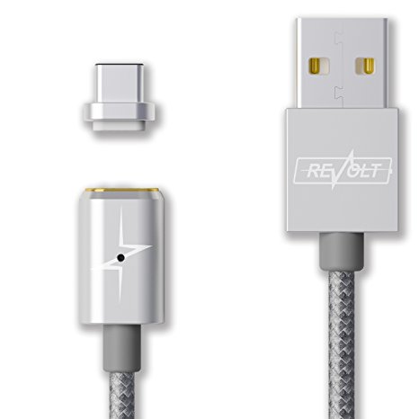 Magnetic Charging Cable 2.0 [5th Generation] 2.4A / 4FT/ iOS   Android / 3 in 1 Charger For Apple, Samsung, LG, Pixel, iPhone, iPad, Galaxy,, etc. [SILVER ( Type-C)] - 1 PACK