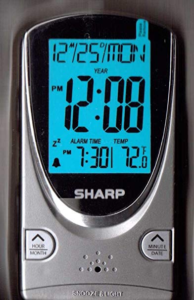 Sharp Digital Travel Alarm Clock - Grey (Spc446d)