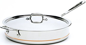 All-Clad 6406 SS Copper Core 5-Ply Bonded Dishwasher Safe Saute Pan with Lid / Cookware, 6-Quart, Silver