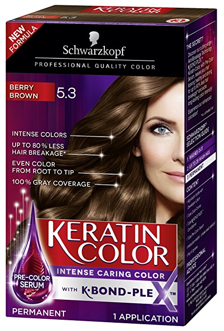 Schwarzkopf Keratin Color Anti-Age Hair Color Cream, 5.3 Berry Brown (Packaging May Vary)