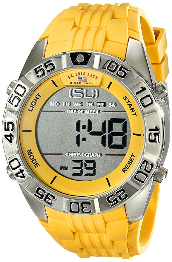 U.S. Polo Assn. Sport Men's US9228 Yellow Silicone Digital Watch