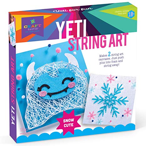 Craft-tastic – String Art Kit – Craft Kit Makes 2 String Art Canvases – Yeti & Snowflake Patterns