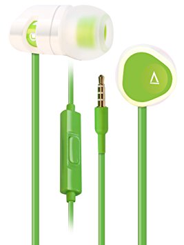 Creative MA-200 In-Ear Headphones with 8mm Driver and Universal Mic (White/Green)