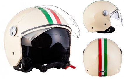 Arrow AV 63 Italy Creme - JET Vespa Scooter Helmet Motorcycle Helmet with Sun Visor Beige ECE - XS S M L XL XXL