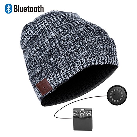 Zibaar Bluetooth Beanie Bluetooth Hat Bluetooth Beanie Hat Wireless Headphone Beanie Hat Combined with Bluetooth V4.1 Bluetooth Headphone and Mic, Hands Free Talking for Cell Phones