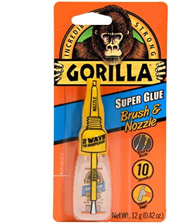 Gorilla Super Glue with Brush & Nozzle Applicator, 12 Gram, Clear, (Pack of 1)