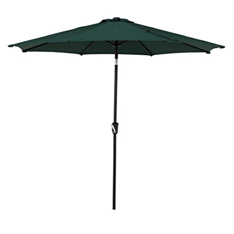 Grand Patio Outdoor Table Umbrella with Push Button Tilt and Crank, 9.6 Ft, Dark Green