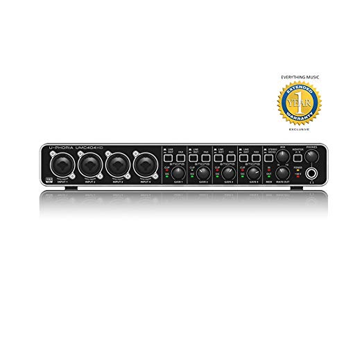 Behringer U-PHORIA UMC404HD Audiophile 4x4, 24-Bit/192 kHz USB Audio/MIDI Interface with 1 Year EverythingMusic Extended Warranty Free