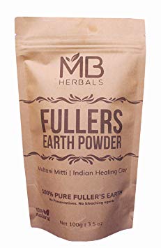 MB Herbals Fullers Earth Powder 227 Gram | Half Pound | Pure Fuller's Earth Powder | Multani Mud Mitti | Indian Healing Clay | Bentonite Clay | No Bleaching Agents | No Chemicals | No Added Fragrance
