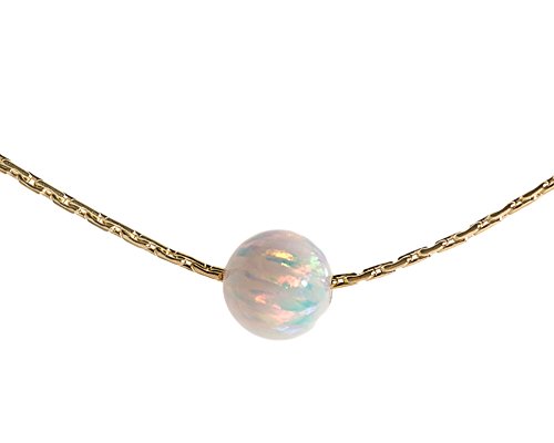 Custom Opal Jewelry White Opal Ball Pendant Gold Filled Necklace