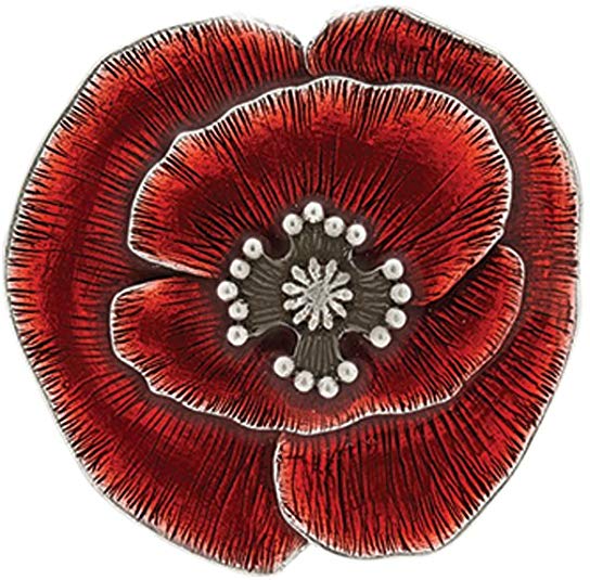 DANFORTH - Remembrance Poppy Brooch Pin - Red - 1 3/4 Inch - Pewter - Made in USA
