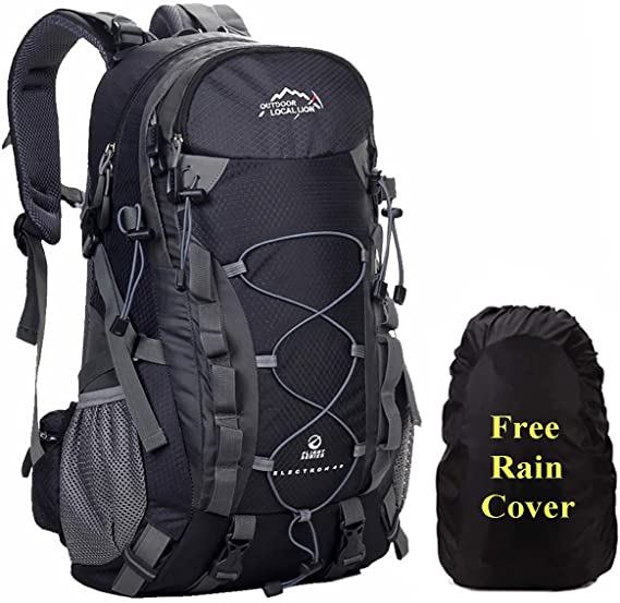 A AM SeaBlue 40L Hiking Backpack for Men and Women Trekking Rucksack Lightweight Travel Daypack with Waterproof Rain Cover,Large Sports Bag for Outdoor Activities