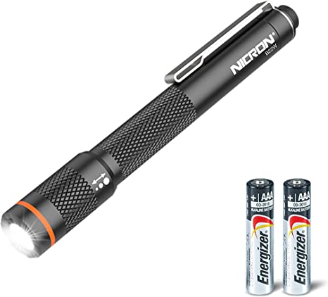 B22W LED Pocket PenLight,Adjustable Focus 120 Lumens, EDC Flashlight with Clip,Water Resistant Light,Penlight Flashlight for Inspection,Work,Repair and Emergency,Powered by 2AAA Battery (Included)