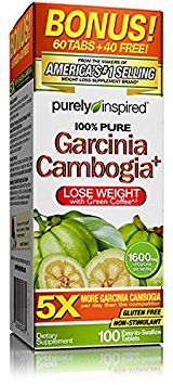 Purely Inspired 100% Garcinia Cambogia Fruit Extract, "1600mg GARCINIA CAMBOGIA" (Brindlerberry) 100 Caps
