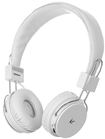 KitSound Manhattan Bluetooth Over-Ear Headphones with Mic Compatible with iPhone, iPad, iPod, Samsung, Android, Tablets and MP3 Devices - White