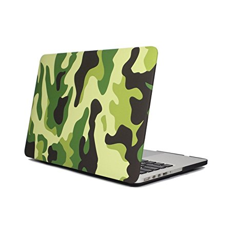 MacBook Pro 15 inch Case with Retina Display (NO CD-ROM Drive), Allytech Retina 15.4" Soft-Touch Plastic Hard Case Cover (Model: A1398) (Forest Green Camouflage)