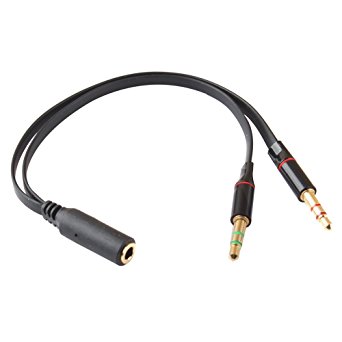 3.5mm Female to 2 Male Gold Plated Headphone Mic Audio Y Splitter Cable Black