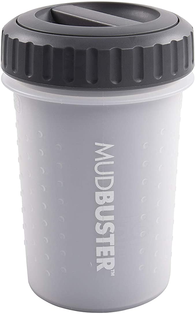 Dexas Lidded MudBuster Portable Dog Paw Cleaner, Light Gray, Medium with Lid