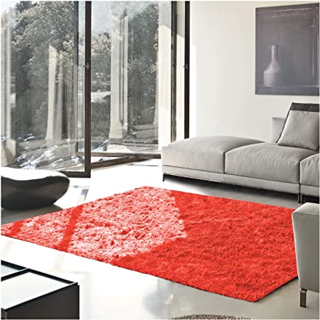 Superior 3X5RUG-SHAG-SC Plush Shag Hand Tufted Area Rug, 3' x 5', Spiced Coral