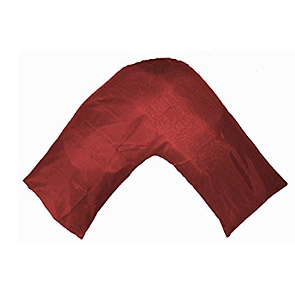 New Silky Soft Satin V Shaped / Tri / Boomerang Standard Pillow Case Cushion Cover Multiple Colors (Wine Red)