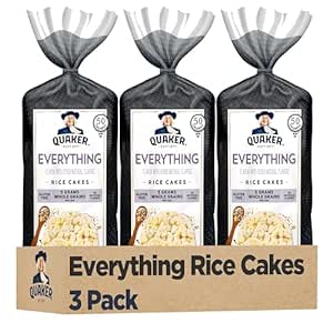 Quaker Large Rice Cakes, Everything Flavor, GLuten Free, Pack of 3