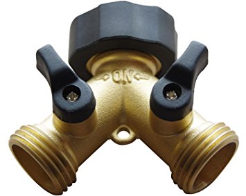 Above Edge 2 Way-Hose Splitter, Hose Connector Made from Solid Piece of Brass